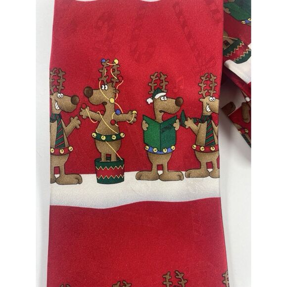 Hallmark Specialties Christmas Tie Men’s Reindeer Silk Holiday - Picture 3 of 4